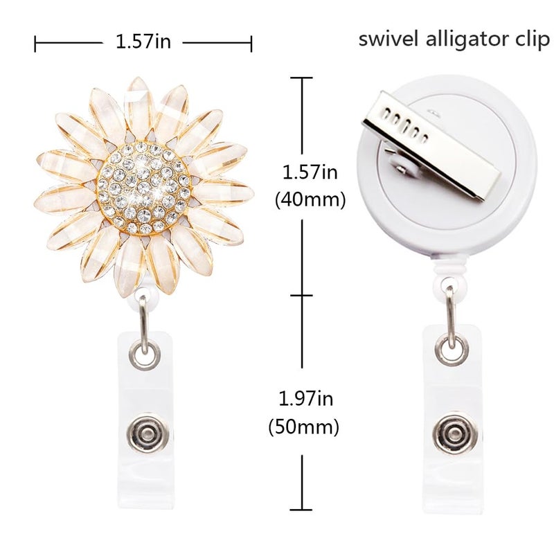 Ascrafter Luxury Flower Retractable Name Card Badge Holder with Alligator Clip, ID Badge Reel Clip On Card Holders - Image 4